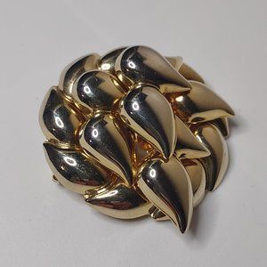 Gold Tone Large Round Brooch